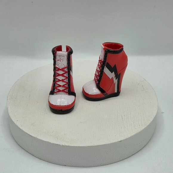 Monster High Doll Ghoulia Yelps Tennis Shoes Red & White Wedge Heels Replacement - Picture 1 of 4